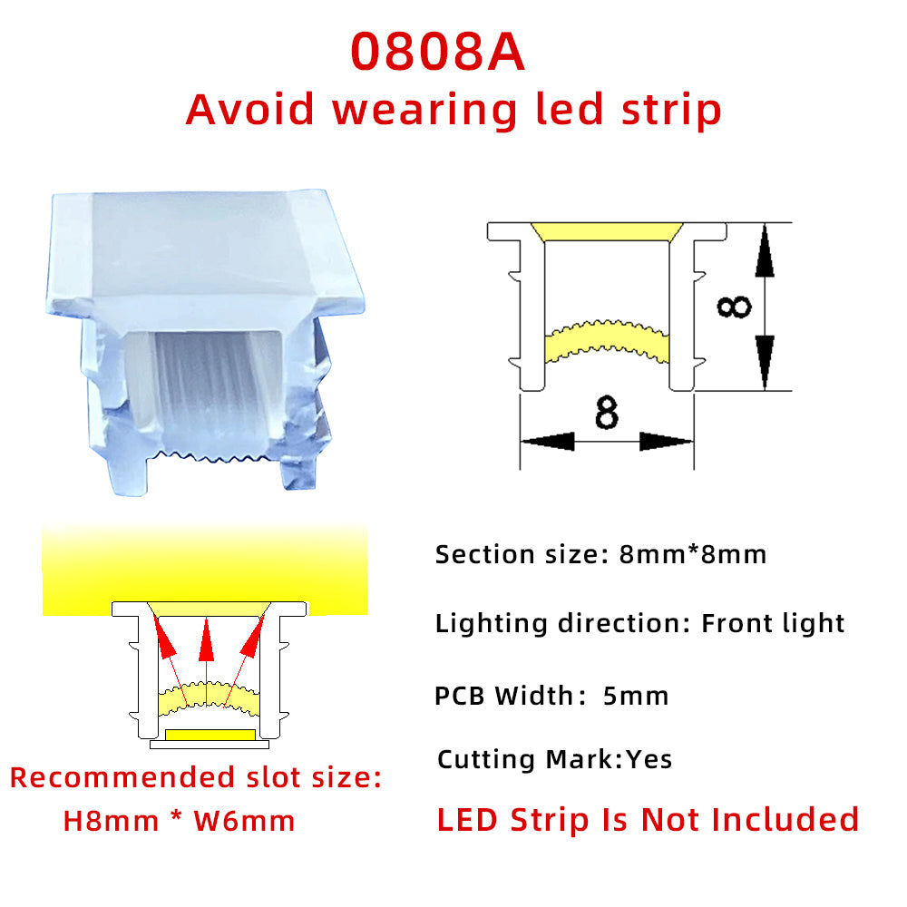 6x6mm/8x8mm Slim LED Silicone Tube Cover for LED Strip Lights - Ultra-Thin Flexible Diffuser