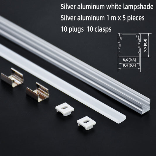 10*10 ultra-thin LED aluminum profile, suitable for 3mm/5mm COB SMD light strips, near-invisible surface mounting profile, suitable for cabinets, jewelry display cases, and edge lighting of lower shelves in compact cabinets, anodized silver/matte black.