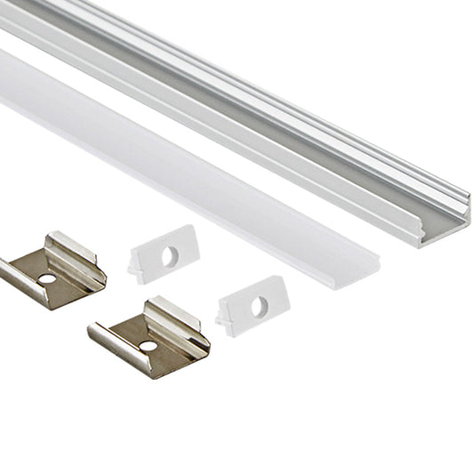 14x7mm LED Aluminum Recess Kit Premium 6063-T5 Aluminum Alloy, Silver Anodized Finish, Surface/Recessed Mounting, Suitable for 5/8mm COB SMD Strips, Ideal for Bathroom Dressers, Craft Workbenches, Small Recessed Lighting, 1/2 Meter Length Kit.