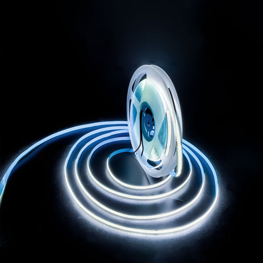 COB LED Strip Light Cold White 6500K - Dotless Tape Light 12V/24V 320-480 LEDs/m (5m/10m)