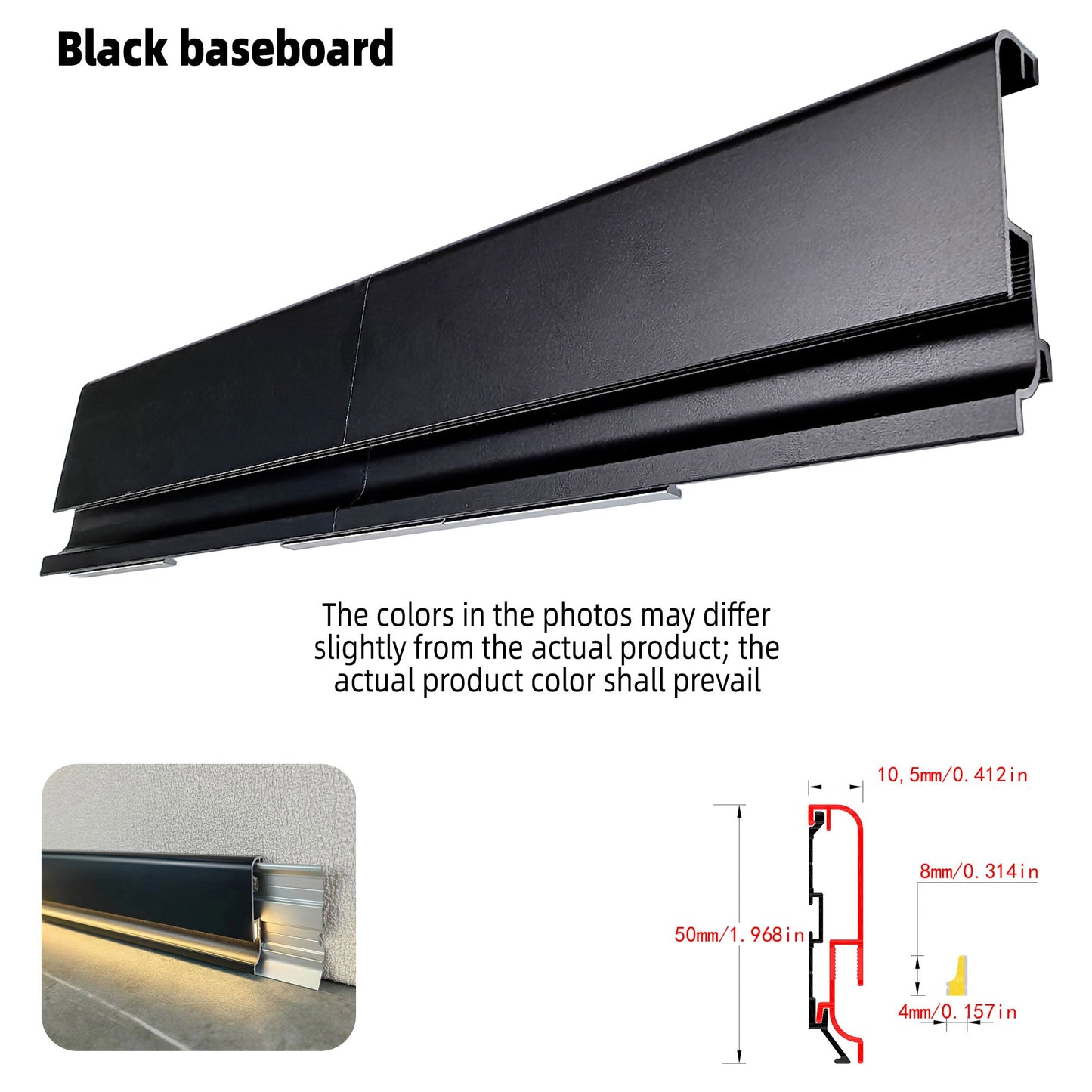 Surface Mount LED Skirting Board Profile with Silicone Cover (1m/2m)