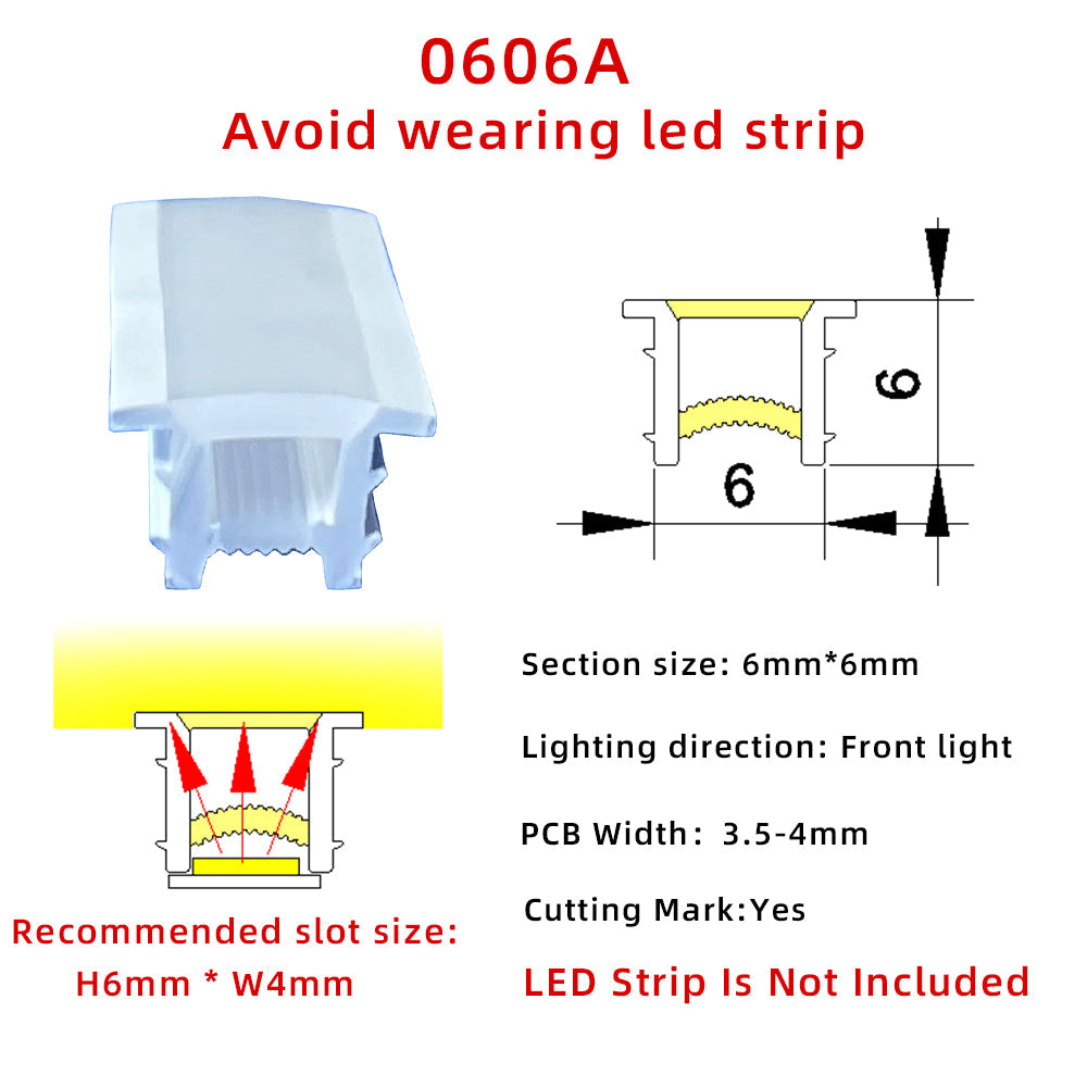 6x6mm/8x8mm Slim LED Silicone Tube Cover for LED Strip Lights - Ultra-Thin Flexible Diffuser