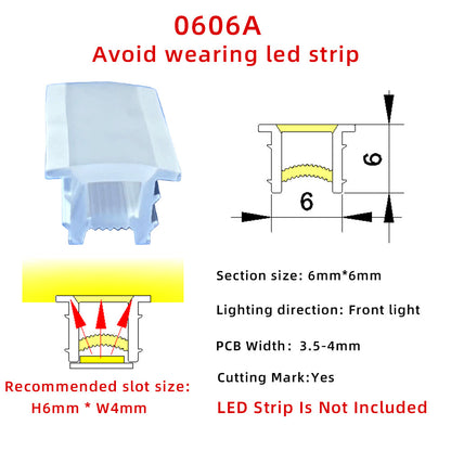 6x6mm/8x8mm Slim LED Silicone Tube Cover for LED Strip Lights - Ultra-Thin Flexible Diffuser