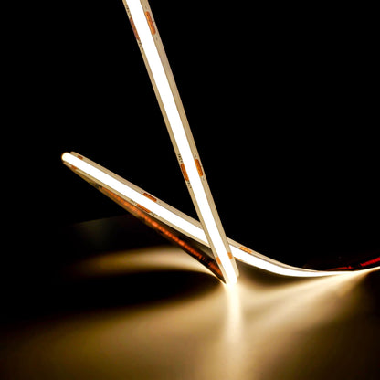 COB LED Strip Light 8mm - Dot-Free CRI90+ 3000K/4000K/6500K 12V/24V Flexible Cuttable for Under-Cabinet & Retail Displays