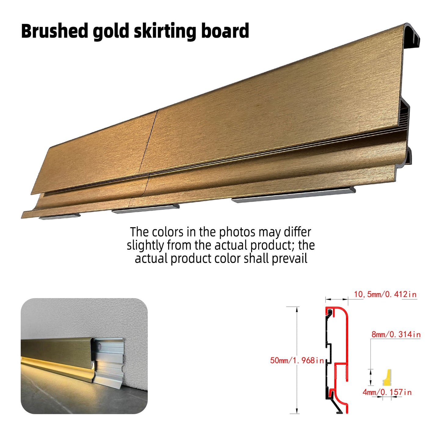 Surface Mount LED Skirting Board Profile with Silicone Cover (1m/2m)