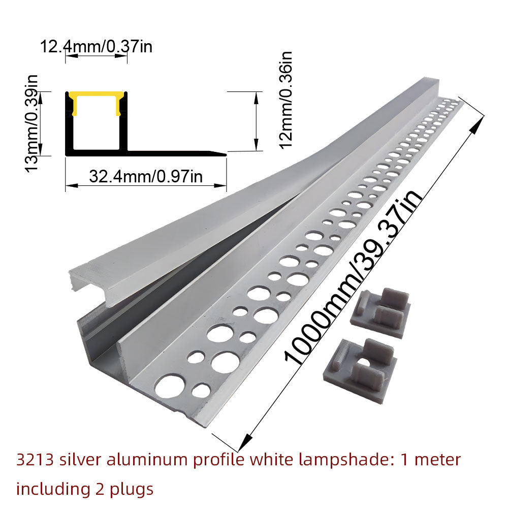 3213 Tile-In LED Aluminum Profile Channel for Porcelain & Stone Splashbacks - Recessed No-Groove Strip Housing