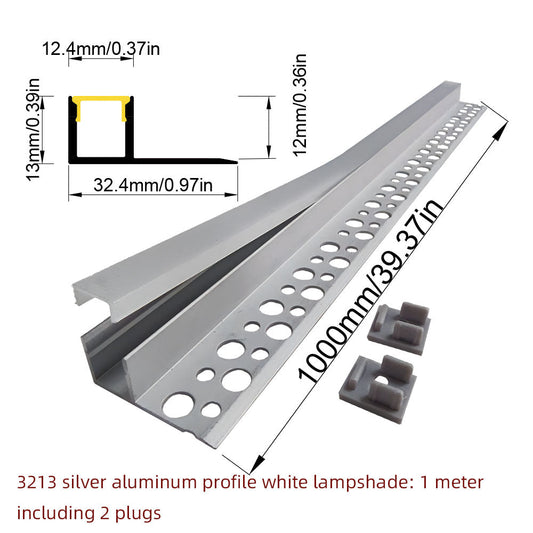 3213 Tile-In LED Aluminum Profile Channel for Porcelain & Stone Splashbacks - Recessed No-Groove Strip Housing