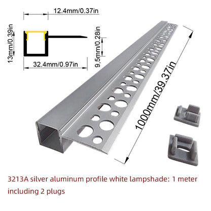 3213 Tile-In LED Aluminum Profile Channel for Porcelain & Stone Splashbacks - Recessed No-Groove Strip Housing