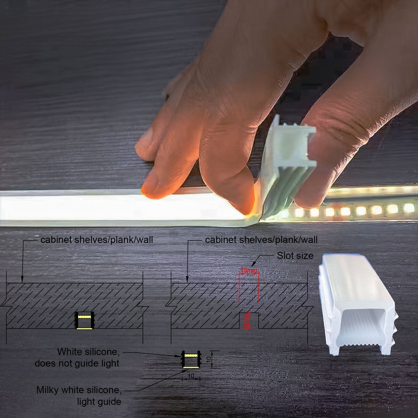 1010 Flexible LED Silicone Neon Tube - Bendable Custom Neon Signs, Logos &amp; Letters, Fits 5mm-6mm LED Strips