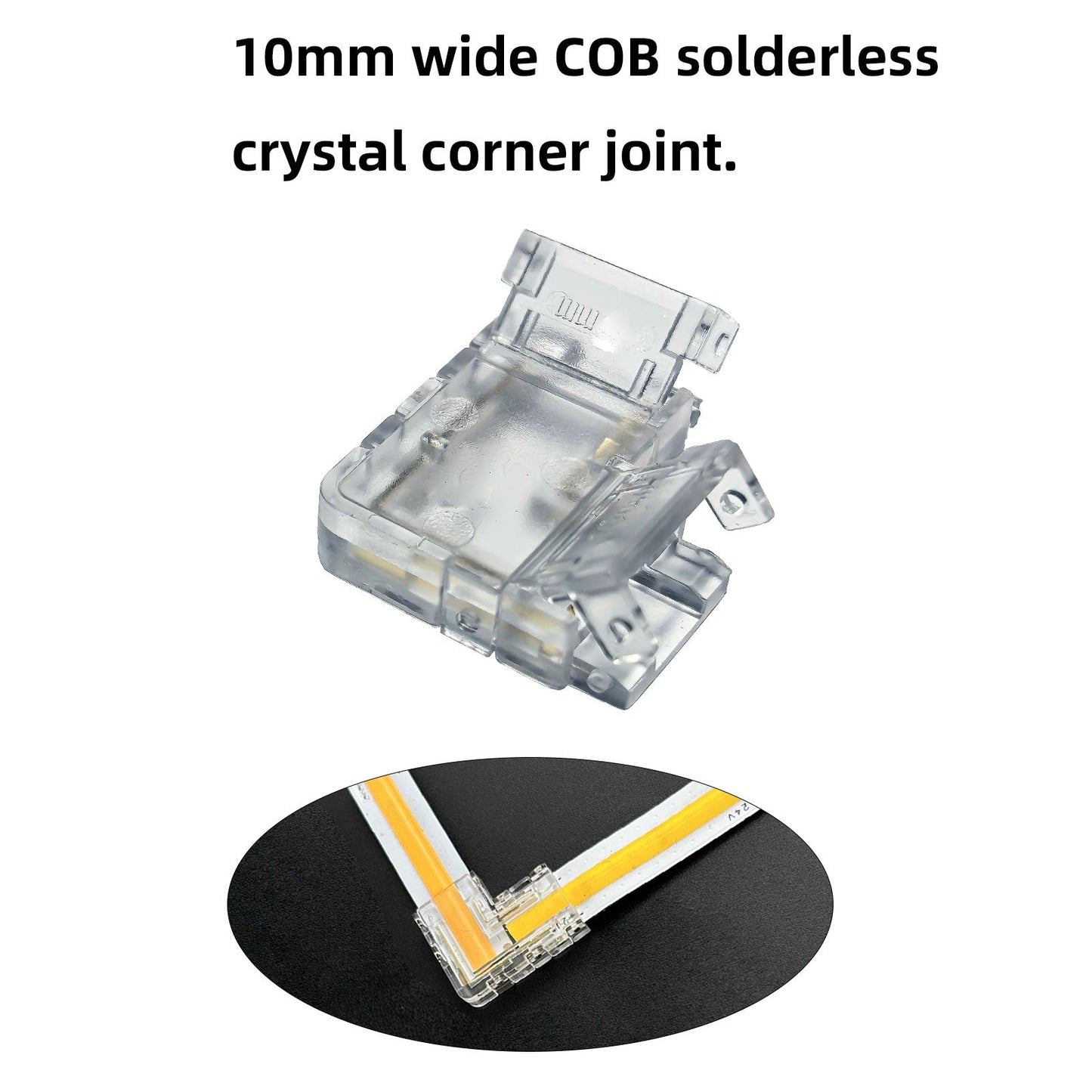 L-Shape Solderless Connector for COB & RGB LED Strips - Quick Snap-On Corner & Splice Solutions