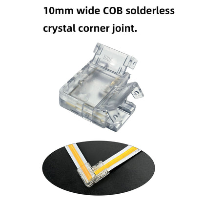 L-Shape Solderless Connector for COB & RGB LED Strips - Quick Snap-On Corner & Splice Solutions