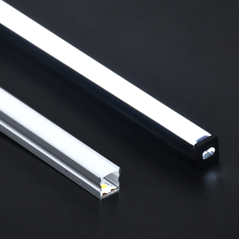 10*10 ultra-thin LED aluminum profile, suitable for 3mm/5mm COB SMD light strips, near-invisible surface mounting profile, suitable for cabinets, jewelry display cases, and edge lighting of lower shelves in compact cabinets, anodized silver/matte black.