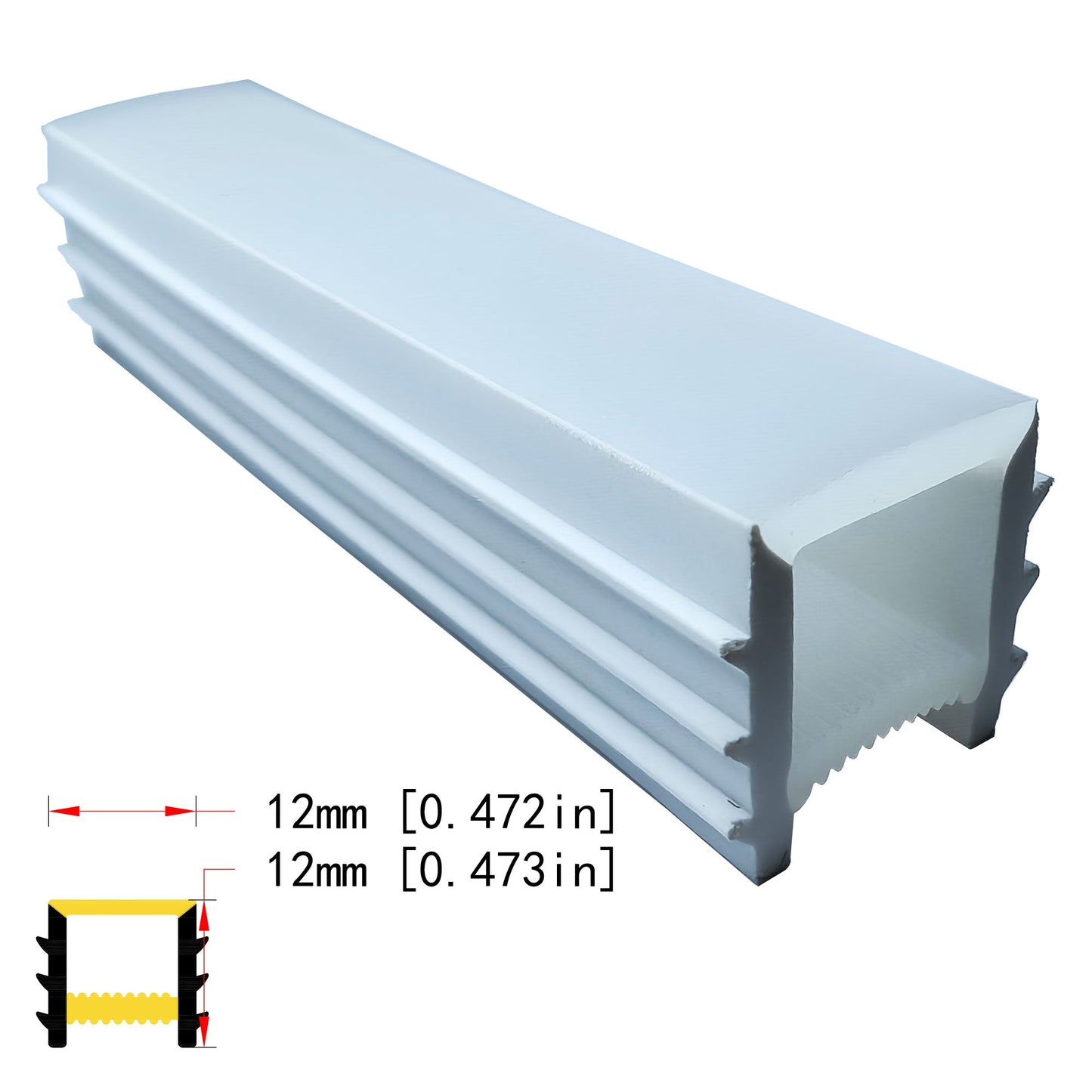 12x12mm Silicone LED Neon Tube Profile - Empty Cover for DIY LED Strip Projects