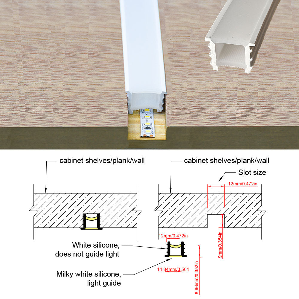 12x12mm Silicone LED Neon Tube Profile - Empty Cover for DIY LED Strip Projects