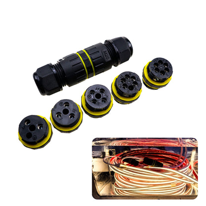 IP68 Waterproof Inline LED Connector - Heavy Duty Outdoor Cable Joiner 2-Pin to 6-Pin