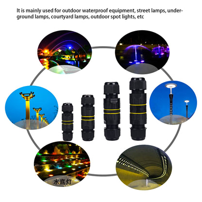 IP68 Waterproof Inline LED Connector - Heavy Duty Outdoor Cable Joiner 2-Pin to 6-Pin