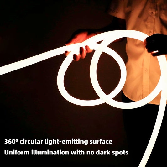 D16 Round Silicone LED Neon Tube Housing - Surface-Mount 360 Degree Glow for 5mm LED Strips