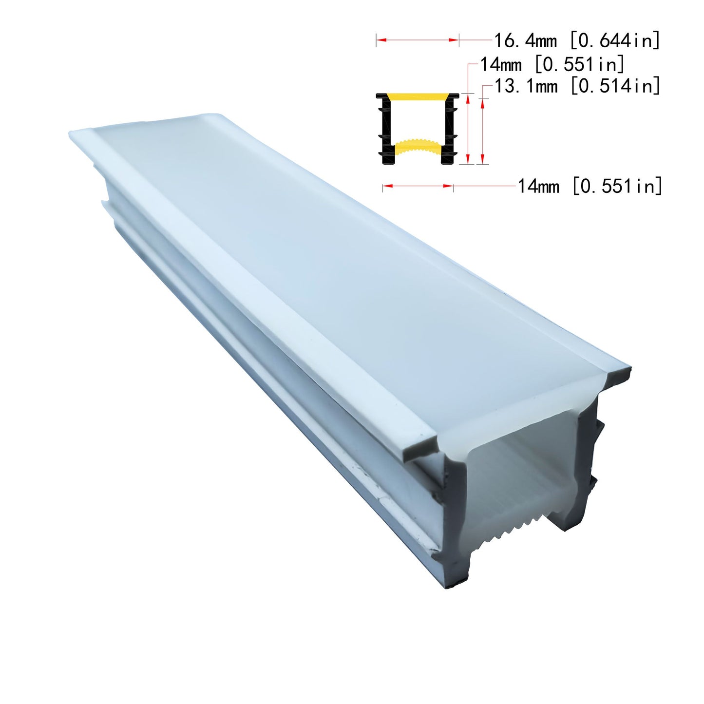 14x14mm Silicone Neon Tube for COB &amp; SMD LED Strips - Flexible Square Profile