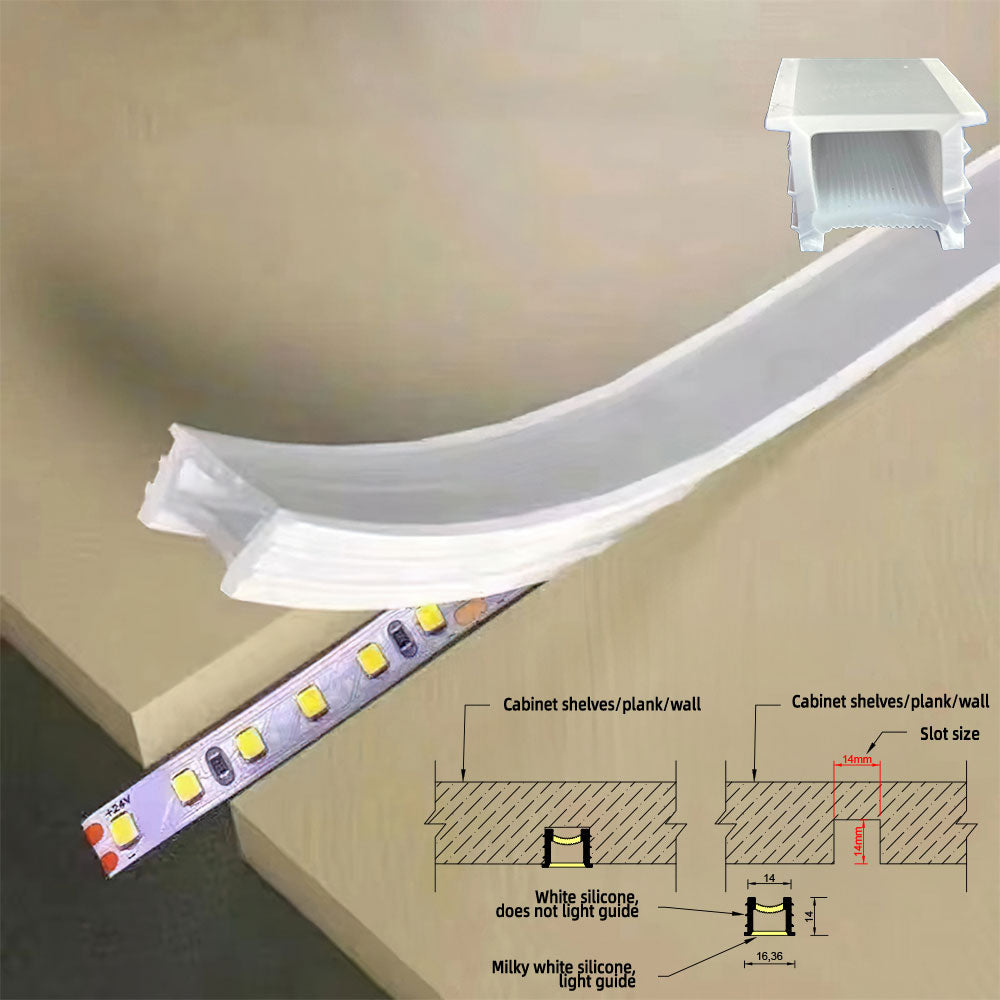 14x14mm Silicone Neon Tube for COB &amp; SMD LED Strips - Flexible Square Profile