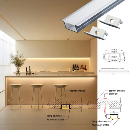 20x10mm Slim LED Aluminum Profile - Dual-Mode Surface Mount and Recessed Channel for LED Strips