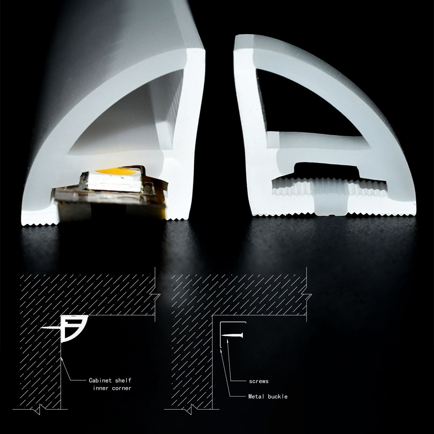 V16/V22 Triangular Silicone Neon Tube - Angled Profile for Wall & Corner LED Lighting