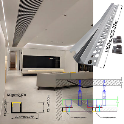 3213 Tile-In LED Aluminum Profile Channel for Porcelain & Stone Splashbacks - Recessed No-Groove Strip Housing