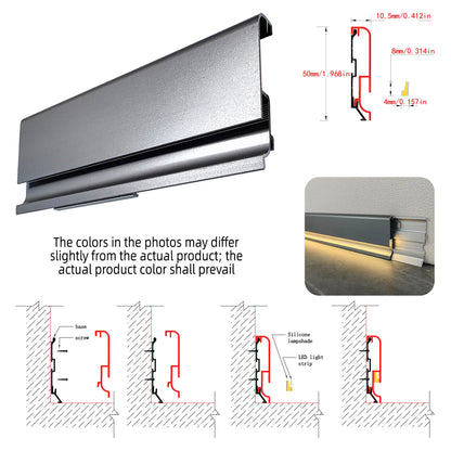 Surface Mount LED Skirting Board Profile with Silicone Cover (1m/2m)