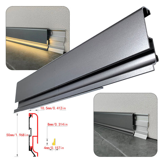 Surface Mount LED Skirting Board Profile with Silicone Cover (1m/2m)