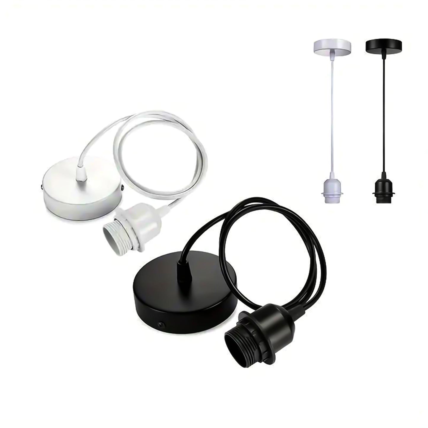 E27 Hanging Bulb Lamp Holder - Ceiling Rose Pendant Fittings with 1m Cable