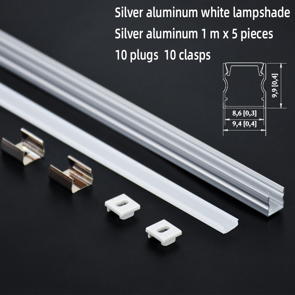 10*10 ultra-thin LED aluminum profile, suitable for 3mm/5mm COB SMD light strips, near-invisible surface mounting profile, suitable for cabinets, jewelry display cases, and edge lighting of lower shelves in compact cabinets, anodized silver/matte black.