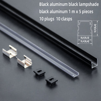 10*10 ultra-thin LED aluminum profile, suitable for 3mm/5mm COB SMD light strips, near-invisible surface mounting profile, suitable for cabinets, jewelry display cases, and edge lighting of lower shelves in compact cabinets, anodized silver/matte black.