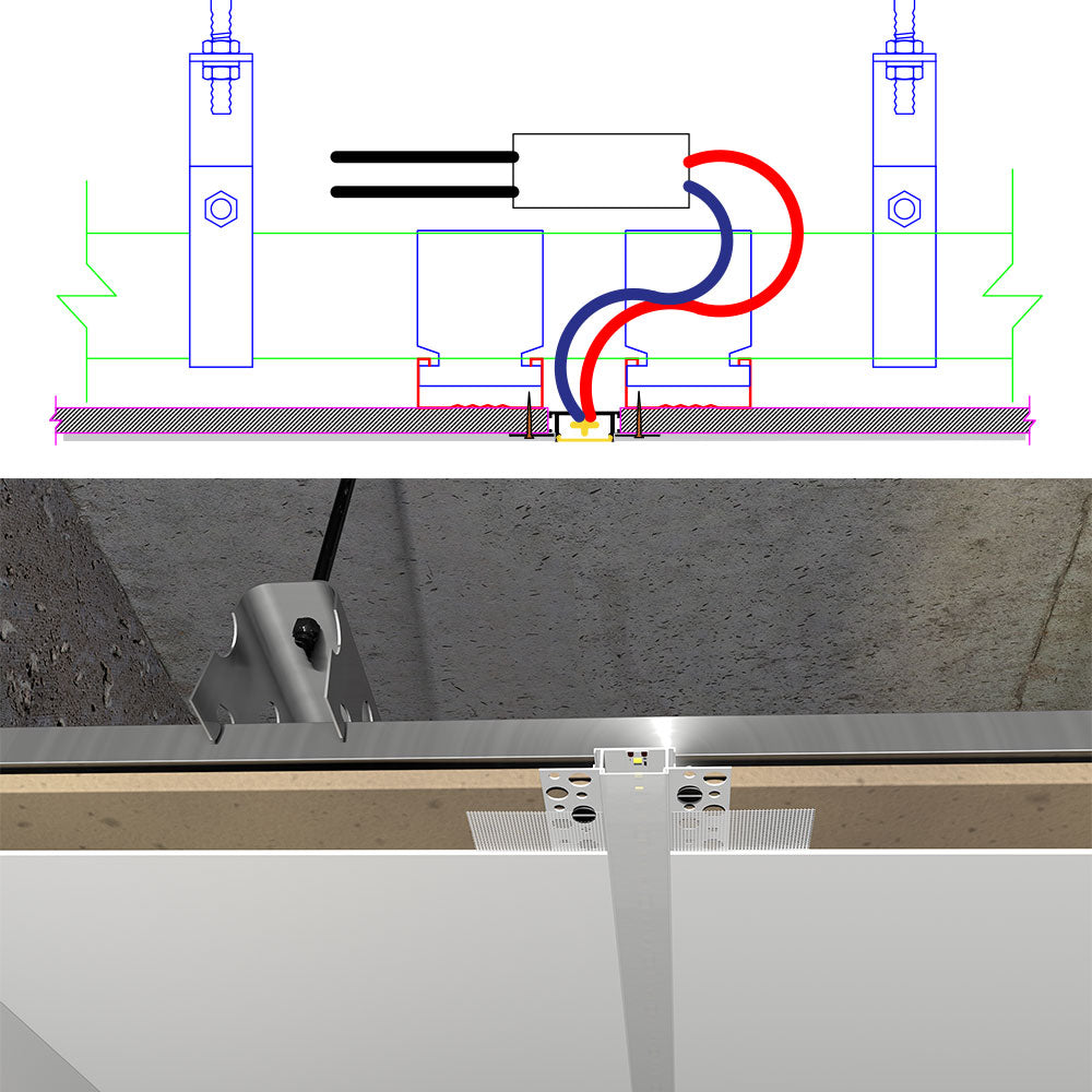 6114 Recessed Drywall LED Profile - Flush-Mount Linear Channel with PC/Silicone Diffuser (1m/2m)