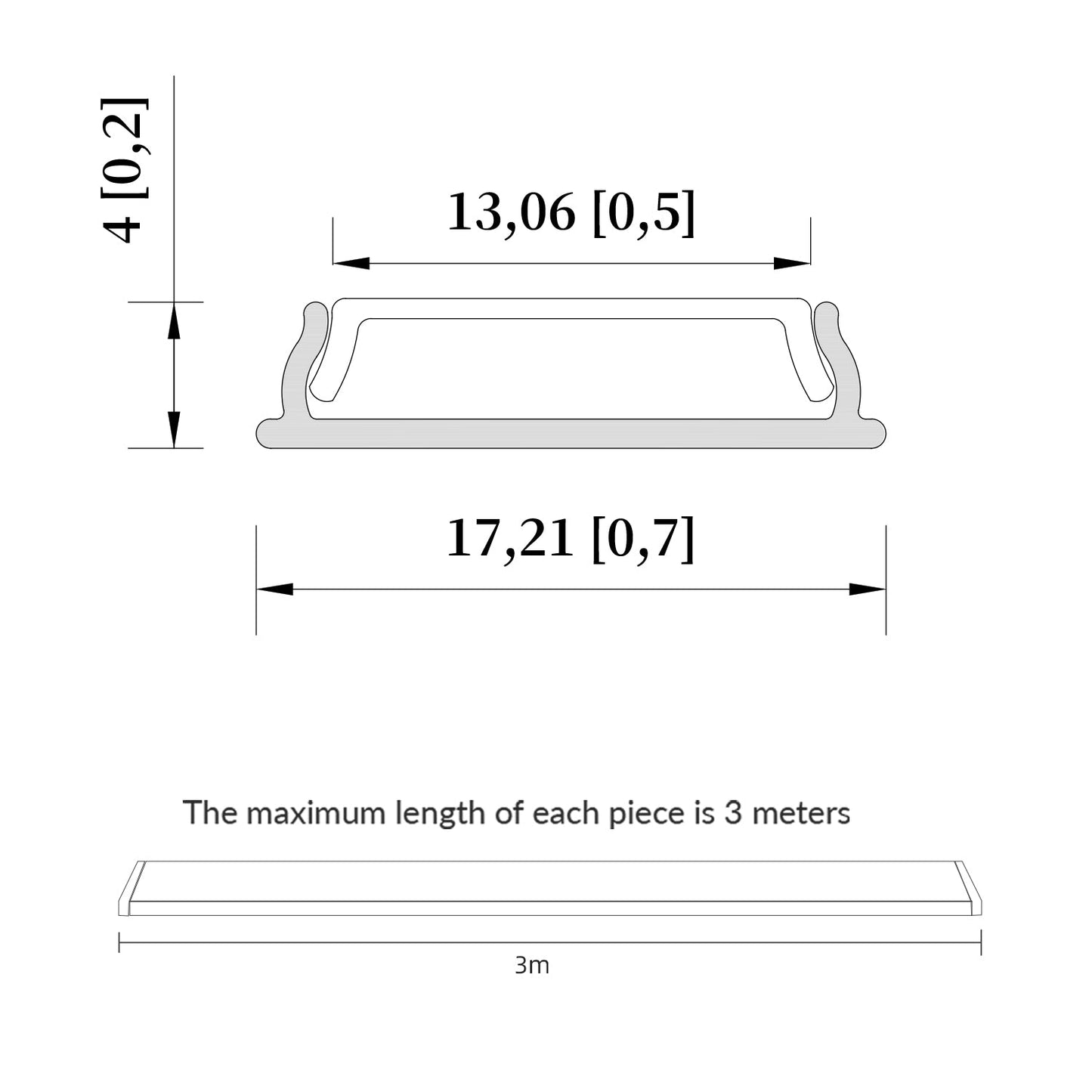 17x4mm Flexible LED Aluminum Profile Vertical Curve | Ultra-thin 4mm High-Flexibility Groove, suitable for arched cabinets, curved shelves, and circular niches, 10mm inner width, COB compatible, white PC diffuser, anodized silver, 1m/2m