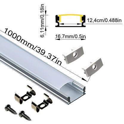 1707B 17mm LED Aluminum Profile for 8mm-12mm COB/SMD Strips - Surface-Mount Channel, No Routing, Black/Silver