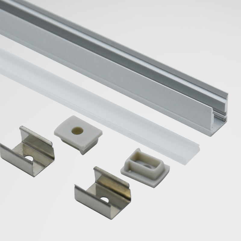 10×13mm Professional Recessed LED Light Groove – 6063-T5 Aluminum Recessed Extruded Profile, for Cabinet and Display Case Lighting. Suitable for 5mm SMD and COB Light Strips.