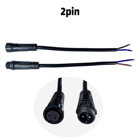 IP68 Waterproof LED Strip Connector - Solder-Free 2/3/4/5-Pin Male Female Plug, 40cm 22AWG Cable, Locking Nut