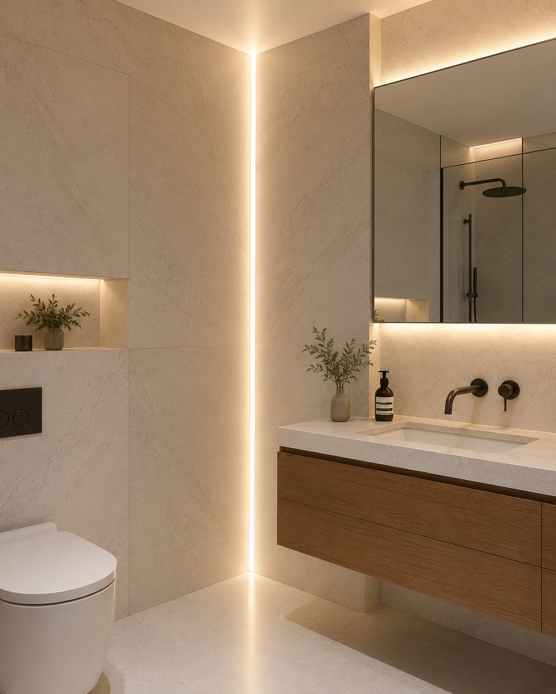 3213 Tile-In LED Aluminum Profile Channel for Porcelain & Stone Splashbacks - Recessed No-Groove Strip Housing