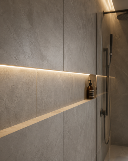 3213 Tile-In LED Aluminum Profile Channel for Porcelain & Stone Splashbacks - Recessed No-Groove Strip Housing