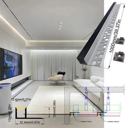 3213 Tile-In LED Aluminum Profile Channel for Porcelain & Stone Splashbacks - Recessed No-Groove Strip Housing