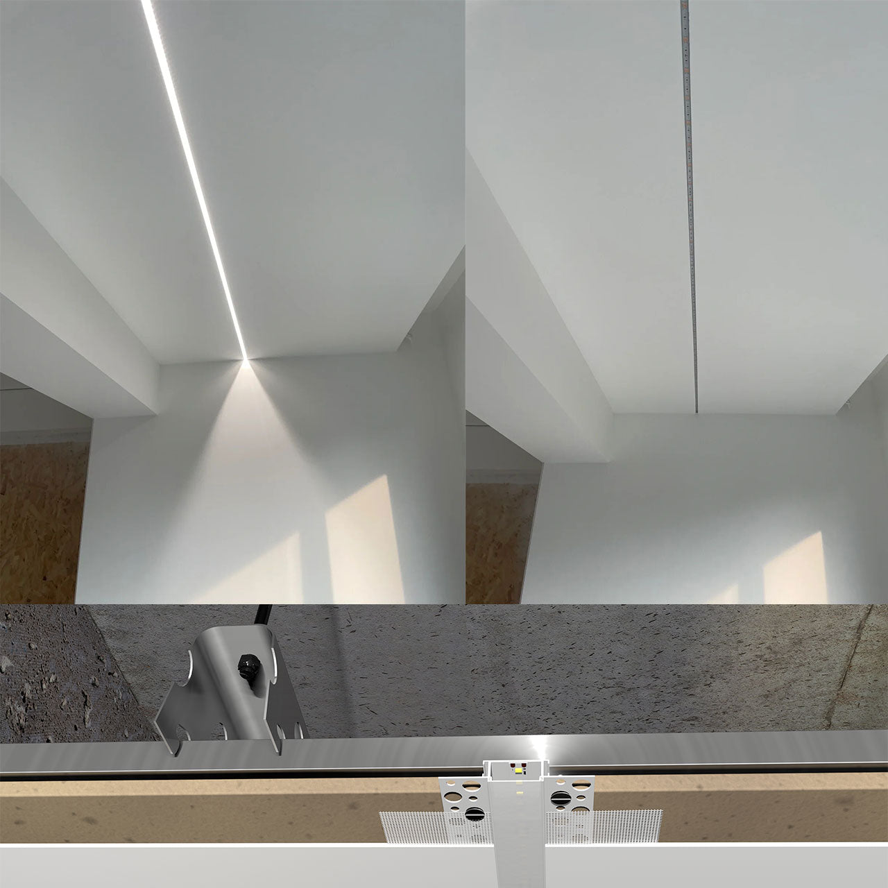 6114 Recessed Drywall LED Profile - Flush-Mount Linear Channel with PC/Silicone Diffuser (1m/2m)