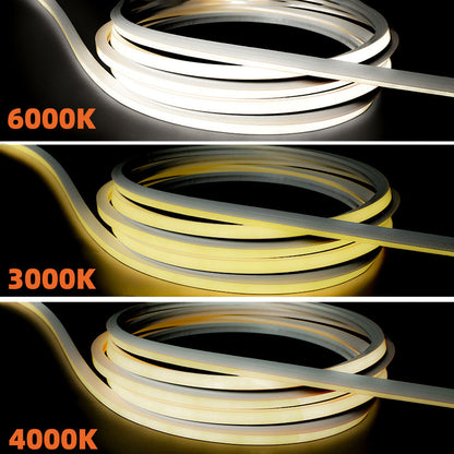 10x10mm LED Neon Flex Strip 24V - Complete Dot-Free Silicone Neon Light with Solder-Free Connectors