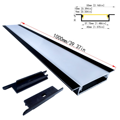 4010A Recessed LED Aluminum Profile - 40mm Dual-Strip Channel (1m/2m)