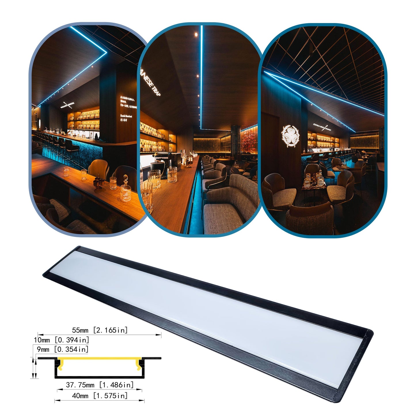 4010A Recessed LED Aluminum Profile - 40mm Dual-Strip Channel (1m/2m)