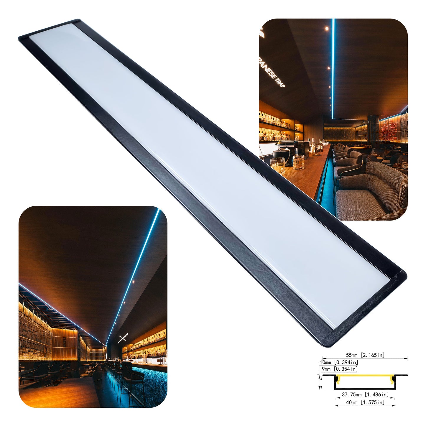 4010A Recessed LED Aluminum Profile - 40mm Dual-Strip Channel (1m/2m)