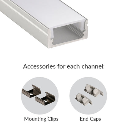 17x8mm Wall-Mounted LED Aluminum Profile – Suitable for Kitchen Cabinet Lighting. Surface/Recessed Mount, Compatible with 5mm-10mm SMD and COB Strips – White Emulsion PC Shade