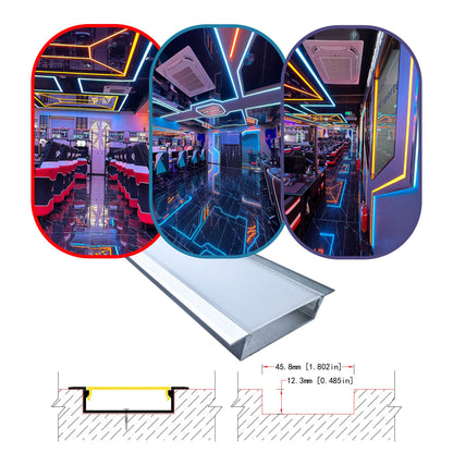 4513A Dual-Strip LED Aluminum Profile - 45mm Recessed Two-Channel Housing (1m/2m)