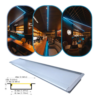 4513A Dual-Strip LED Aluminum Profile - 45mm Recessed Two-Channel Housing (1m/2m)