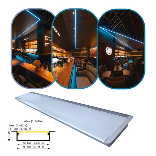 4513A Dual-Strip LED Aluminum Profile - 45mm Recessed Two-Channel Housing (1m/2m)