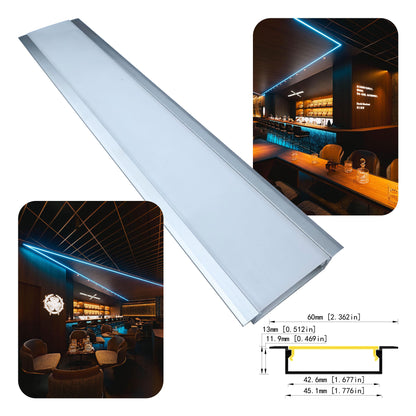4513A Dual-Strip LED Aluminum Profile - 45mm Recessed Two-Channel Housing (1m/2m)