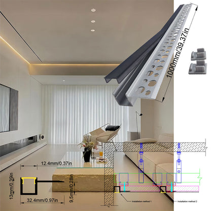 3213 Tile-In LED Aluminum Profile Channel for Porcelain & Stone Splashbacks - Recessed No-Groove Strip Housing